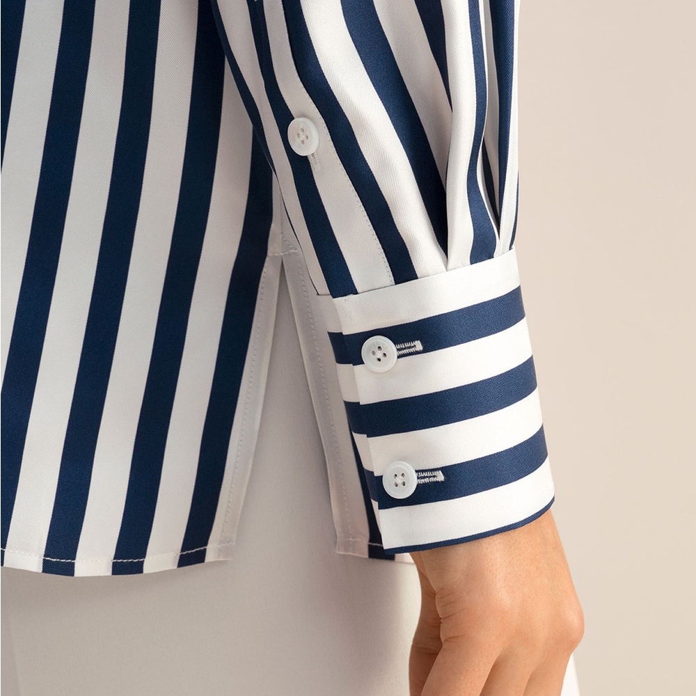 NWOT - Lillysilk Amalfi Stripe Silk Shirt - Picture 10 of 11